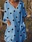 abordables Robes Décontracté-Femme Robe Droite Robe Longueur Genou Bleu Blanche Rose Claire Jaune Manches 3/4 Pois Col en V Ample S M L XL XXL 3XL 4XL 5XL