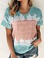 cheap T-Shirts-Women&#039;s T shirt Color Block Geometric Crew Neck Tops Blue Purple Pink