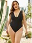 cheap Plus Size Swimwear-Women&#039;s Sporty One-piece Rash Guard Swimwear Swimsuit - Solid Colored XL 2XL 3XL Black