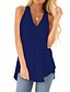 abordables Tops &amp; Blouses-Mujer Camiseta sin mangas Color sólido Escote Redondo Tops Azul Piscina Blanco Rosa
