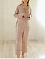 cheap Pajamas-Women&#039;s Polyester / Cotton Normal Notch lapel collar Suits Pajamas Solid Colored
