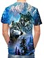 cheap Tank Tops-Men&#039;s T shirt Graphic 3D Animal Round Neck Casual Daily Short Sleeve Print Tops Blue / Summer