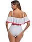 cheap Tankini-Women&#039;s Swimwear Tankini Normal Swimsuit Striped White Bathing Suits