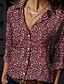 cheap Tops &amp; Blouses-Women&#039;s Blouse Shirt Leopard Cheetah Print Shirt Collar Tops White Black Red