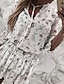 abordables Robes Décontracté-Mini robe Femme Ample Demi Manches Imprime V Profond Ample Blanche Gris S M L XL