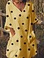cheap Casual Dresses-Women&#039;s Shift Dress Knee Length Dress Blue White Pink Yellow 3/4 Length Sleeve Polka Dot V Neck Loose S M L XL XXL 3XL 4XL 5XL