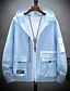 preiswerte Men&#039;s Jewelry-Herren Jacke Täglich Standard Mantel Mit Kapuze Regular Fit Jacken Langarm Farbblock Blau Weiß Rosa