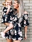 cheap New Arrivals-Clothing Set Mommy and Me Floral Black Navy Blue Matching Outfits