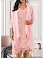 preiswerte Elegantes Damenkleid-Damen A-Linie Kleid Knielanges Kleid - 3/4 Ärmel Solide V-Ausschnitt Elegant Chiffon Rosa M L XL XXL XXXL