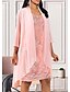 preiswerte Elegantes Damenkleid-Damen A-Linie Kleid Knielanges Kleid - 3/4 Ärmel Solide V-Ausschnitt Elegant Chiffon Rosa M L XL XXL XXXL