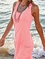 cheap Casual Dresses-Women&#039;s Shift Dress White Black Pink Fuchsia Royal Blue Beige Light Blue Sleeveless Solid Color Round Neck S M L XL XXL 3XL