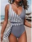 cheap One-Pieces-Women&#039;s Cross Block Swimsuit Striped Swimwear Bathing Suits Black Blue Wine Gray