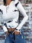 abordables Sweaters &amp; Cardigans-Mujer Camiseta Bloque de color Escote Redondo Diario Manga Larga Tops Blanco Rosa