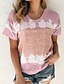 economico T-shirts-Per donna maglietta Color Block Fantasia geometrica Girocollo Top Blu Viola Rosa