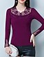 cheap T-Shirts-Women&#039;s T shirt Solid Colored V Neck Daily Long Sleeve Tops Black Purple