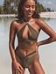 preiswerte Tankini-Damen Bademode Bikinis Badeanzug mit Schnürung Armeegrün Rote Bademode Halfter Badeanzüge