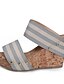 cheap Sandals-Women&#039;s Sandals Comfort Shoes Wedge Heel Open Toe Casual Home Walking Shoes PU Beading Striped Solid Colored Summer Black Blue Beige