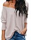 baratos Sweaters &amp; Cardigans-Mulheres Camiseta Tecido Cor Sólida Decote V Blusas Solto Branco Preto Cáqui