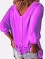 billige T-shirts-Dame Henly-skjorte T skjorte Ensfarget عادي Ensfarget V-hals Knapp Grunnleggende Fritid Topper Løstsittende Blå Hvit Svart