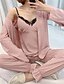 abordables Pyjamas-Femme Spandex / Mélange polyester / coton Normal V Profond Ultra Sexy Pyjamas Rayé / du quotidien / Printemps été / Automne hiver