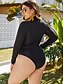 cheap Plus Size Swimwear-Women&#039;s One Piece Swimsuit Paisley Black Plus Size Swimwear Bathing Suits