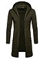 cheap Men&#039;s Christmas Outerwear-Men&#039;s Coat Daily Fall &amp; Winter Long Coat Hooded Slim Jacket Long Sleeve Solid Colored Green Black Wine