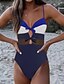 cheap One-Pieces-Women&#039;s Swimwear One Piece Normal Swimsuit Tummy Control Slim Knotted Color Block Black Bathing Suits Cross Block