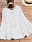cheap Tops &amp; Blouses-Women&#039;s Lace Shirt Shirt Blouse Eyelet top Solid Colored Black White Lace Hollow Long Sleeve Daily Vacation Round Neck Regular Fit