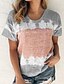 abordables T-shirts-T-shirt Femme Casual du quotidien Bloc de couleur Géométrique Manches Courtes Col Ras du Cou Bleu Violet Rose Claire Hauts Standard