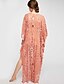 billige Boheme-inspirerede kjoler-Dame Skift Kjole Orange Hvid Halvlange ærmer Geometrisk Dyb V Løstsiddende En Størrelse / Maxi