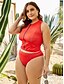 cheap Plus Size Swimwear-Women&#039;s Swimwear Tankini Plus Size Swimsuit for Big Busts Solid Colored Black Red Bathing Suits