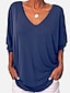 abordables T-shirts-Mujer Camiseta henley Camiseta Color sólido Plano Color sólido Escote en Pico Botón Básico Casual Tops Corte Ancho Azul Piscina Blanco Negro