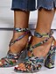 cheap Sandals-Women&#039;s Sandals Animal Print Heel Sandals Chunky Heel Peep Toe Classic Daily PU Snake Rainbow