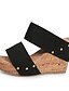 billige Sandals-Dame Sandaler Komfort Sko Kile Hæl Åpen Tå Fritid Hjem Gange PU Perlearbeid Stripet Ensfarget Sommer Svart Blå Beige