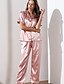 abordables Pijama-Mujer Solapa de Pico Traje Pijamas Color sólido