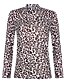 cheap T-Shirts-Women&#039;s T shirt Leopard Round Neck Daily Long Sleeve Tops Light Brown