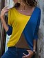 economico T-shirts-Per donna maglietta Color Block Rotonda Giornaliero Manica lunga Top Nero Grigio Blu Reale