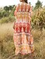 cheap Boho Dresses-Women&#039;s A Line Dress Red Half Sleeve Geometric Summer V Neck One-Size