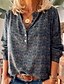 billige Tops &amp; Blouses-Dame Bluse Skjorte Geometrisk V-hals Toppe Blå