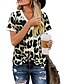 cheap T-Shirts-Women&#039;s T shirt Leopard Cheetah Print V Neck Tops Blue White Pink
