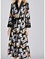 cheap Pajamas-Women&#039;s Polyester Normal Deep V Robes Gown Pajamas Print / Feathers