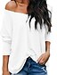 billige Sweaters &amp; Cardigans-Dame T-shirt Vanlig Ensfarvet V-hals Toppe Løstsiddende Hvid Sort Kakifarvet