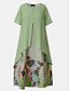 cheap All Sale-Women&#039;s Swing Dress Blushing Pink Green Beige Short Sleeves Geometric Round Neck Hot Loose M L XL XXL 3XL 4XL / Maxi