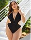 cheap Plus Size Swimwear-Women&#039;s Swimwear One Piece trikini Plus Size Swimsuit Black Bathing Suits