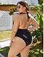 cheap Plus Size Swimwear-Women&#039;s One Piece Swimsuit Tummy Control Ruched Black Plus Size Swimwear Halter Bathing Suits Sexy