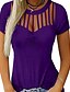 cheap T-Shirts-Women&#039;s T shirt Solid Colored Round Neck Tops Slim Blue Purple Army Green