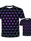 billige New Arrivals-Nytt År T-skjorte Familiestil Geometrisk Trykt mønster Blå Lilla Gul Kortermet Matchende antrekk