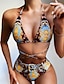 cheap Bikini-Women&#039;s Swimwear Bikini Swimsuit Leopard Fuchsia Yellow Swimwear Bathing Suits
