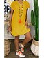 baratos Vestidos Casuais-Mulheres Vestido A Line Mini vestido curto Manga Curta Côr Sólida Primavera Verão Branco Amarelo Verde Tropa Cinzento S M L XL XXL 3XL 4XL 5XL