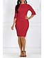 cheap Elegant Dresses-Women&#039;s Bodycon Short Mini Dress 3/4 Length Sleeve Solid Colored Lace Fall Spring Plus Size Hot Elegant Red Gray S M L XL XXL 3XL 4XL 5XL